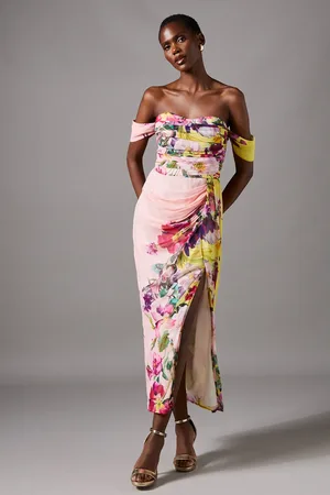 Coast Off The Shoulder Drape Chiffon Dress