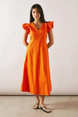 wallis Broderie Frill Sleeve Midi Dress