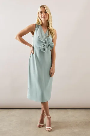 wallis Petite Bow Wrap Midi Dress