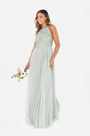Maya Deluxe Embellished Halter Neck Maxi Dress