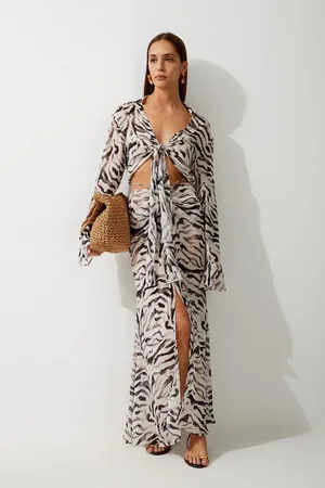 Karen Millen Animal Print Ruched Beach Skirt