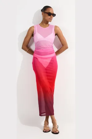 Karen Millen Ombre Mesh Ruched Beach Dress