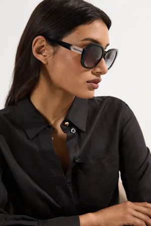 Karen Millen Hexagonal Gold Detail Sunglasses