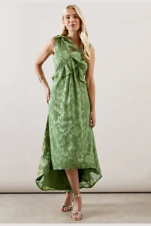 wallis Petite Floral Jacquard Ruffle Hi-Low Midi Dress