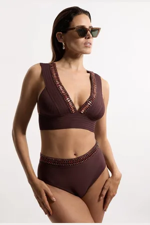 Karen Millen Bandage Embellished Trim Cut Out Bikini Top