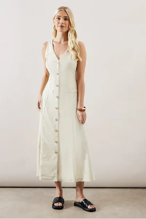 wallis Petite Linen Button Through Midi Dress