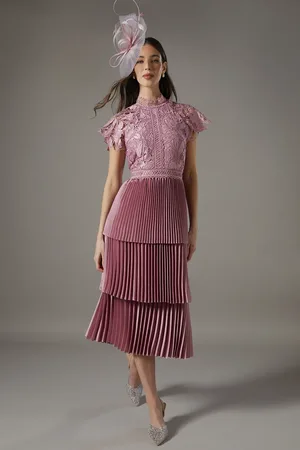 Coast Satin Lace Tiered Dress