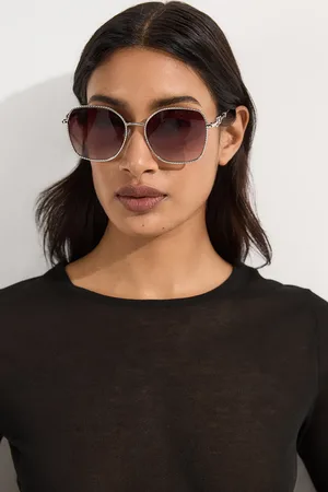 Karen Millen Silver Rounded Sunglasses