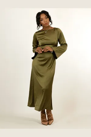BALOU Silky Satin Midi Dress