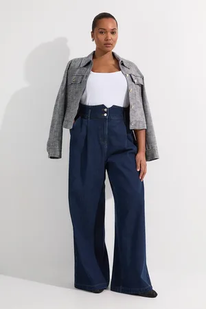 Karen Millen Plus Size Denim Wide Leg Trousers