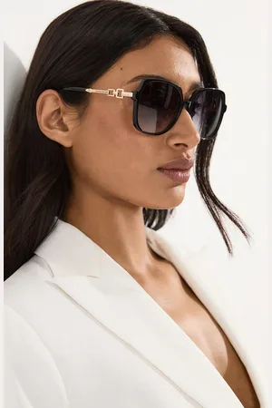 Karen Millen Rounded Gold Detail Sunglasses