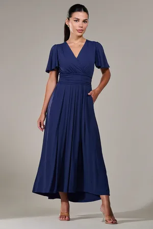 Jolie Moi Short Sleeve Soft Silky Jersey Maxi Dress