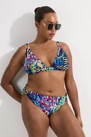 Karen Millen Plus Size Tropical Floral Plunge Bikini Top