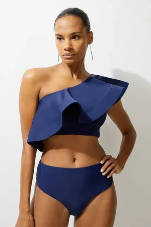 Karen Millen Drama Ruffle One Shoulder Bikini Top