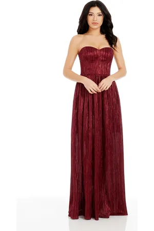 Dress The Population Audrina Strapless Pleated Gown Plain