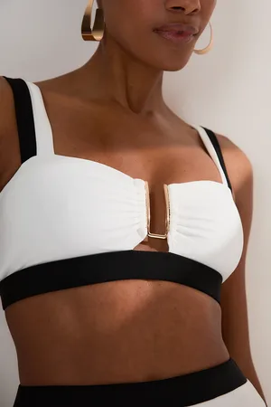 Karen Millen Contrast Trim Detachable Strap Bikini Top
