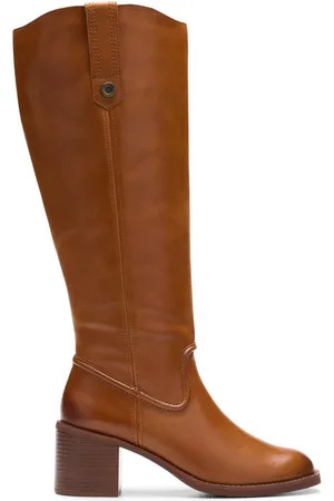 Clarks Chamberly Up Mid Tan Leather Knee High Boots