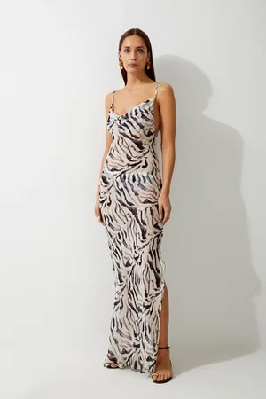 Karen Millen Animal Print Viscose Georgette Beach Slip Dress
