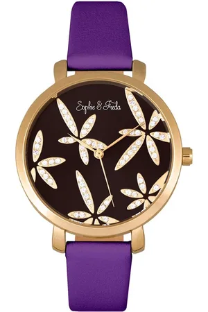 Sophie And Freda Key West Leather-Band Watch with Swarovski Crystals