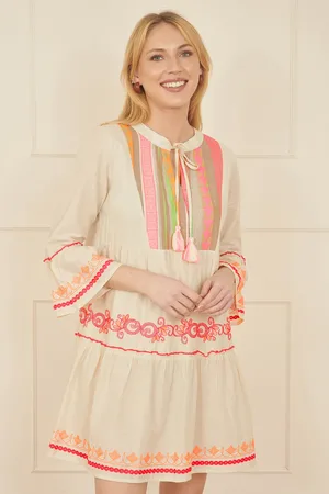 Yumi White Embroidered Cotton Tunic