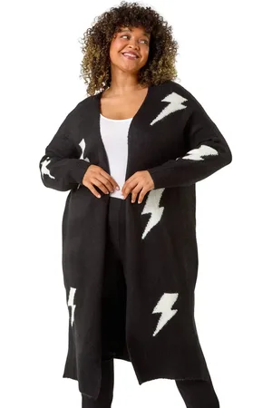 Roman Curve Printed Longline Cardigan