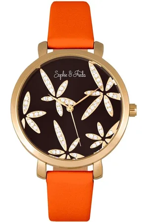 Sophie And Freda Key West Leather-Band Watch with Swarovski Crystals