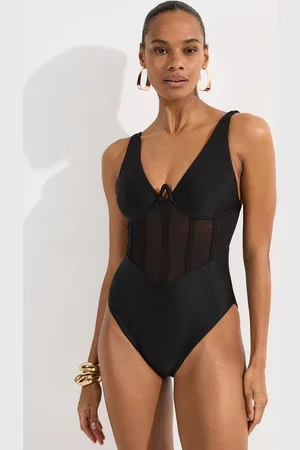 Karen Millen Panelled Mesh Cup Detail Swimsuit