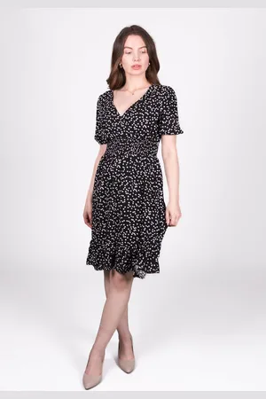 Asolo Heart Print V-Neck Dress with Ruffle Hem