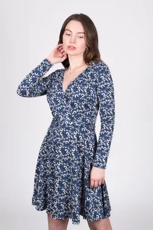 Asolo Print Wrap Dress with V-Neckline