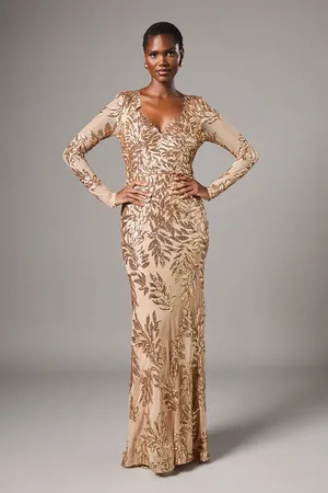 Coast Long Sleeve Floral Sequin Maxi Dress