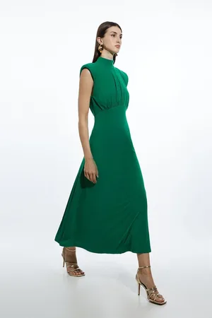 Karen Millen Drapey Crepe Jersey Corset Detail Maxi Dress