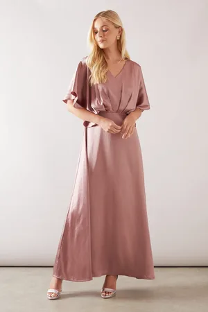 wallis Petite Satin Kimono Sleeve Maxi Dress