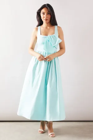 wallis Petite Bow Detail Cotton Midi Dress