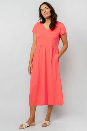 LILY & ME Summer Midi Dress Plain Navy