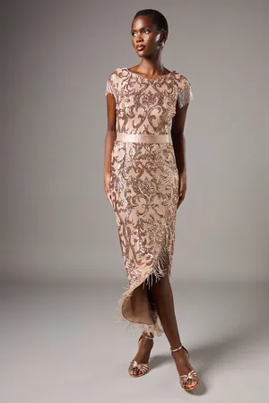 Coast Cap Sleeve Sequin Midi Dress
