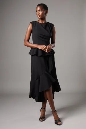 Coast Ruffle Peplum Crepe Dress