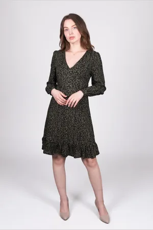 Asolo Leaf Print V-Neck Dress