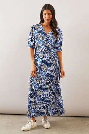 wallis Mixed Leopard Print Ruched Midi Dress