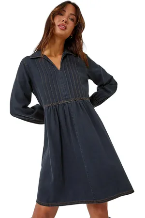 Roman Cotton Blend Denim Shirt Dress