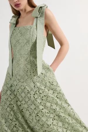 Karen Millen Cutwork Embroidery Woven Midi Prom Dress
