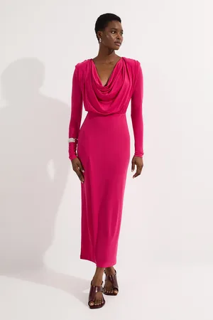 Karen Millen Jersey Crepe Midi Cowl Neck Dress