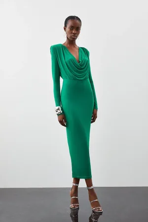 Karen Millen Jersey Crepe Midi Cowl Neck Dress
