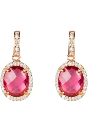 Latelita Beatrice Oval Gemstone Drop Earrings Rose Gold Tourmaline