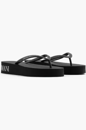 Emporio Armani Logo Bold Flip Flop Wedge