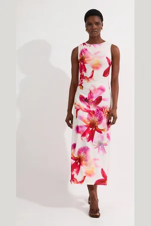Karen Millen Petite Abstract Floral Printed Jersey Crepe Maxi Dress