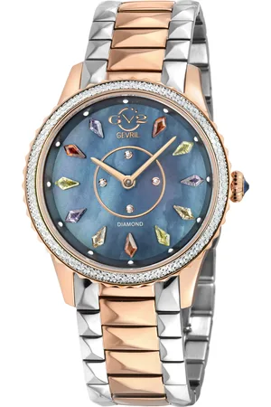 GV2 by Gevril Siena Swiss Quartz MOP Dial 316L Stainless Steel Diamond Watch