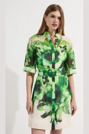 Karen Millen Floral Organdie Woven Belted Mini Dress
