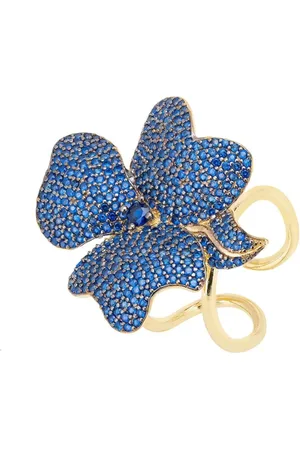 Latelita Flower Cocktail Ring Gold Sapphire