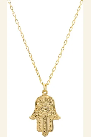 Latelita Hamsa Evil Eye Embossed Pendant Necklace