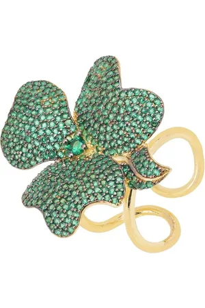 Latelita Flower Cocktail Ring Gold Emerald